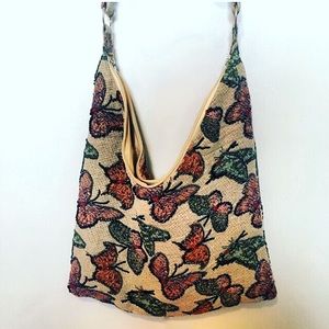 Beaded butterfly 🦋 tapestry vintage hobo bag